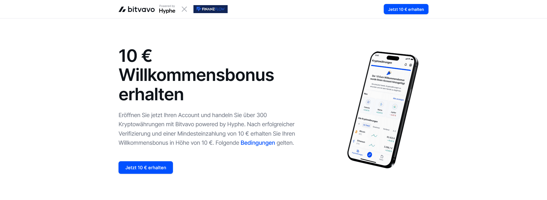 Erfahrungen Bitvavo inklusive 10€ Willkommensbonus